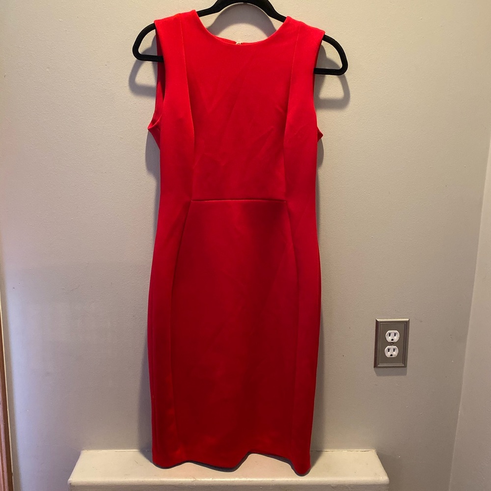 Red Calvin Klein Scuba Neoprene sheath dress